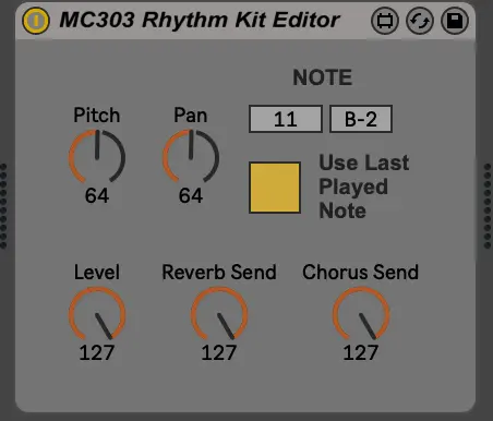 User interface for MC303 Rhythm Kit Editor